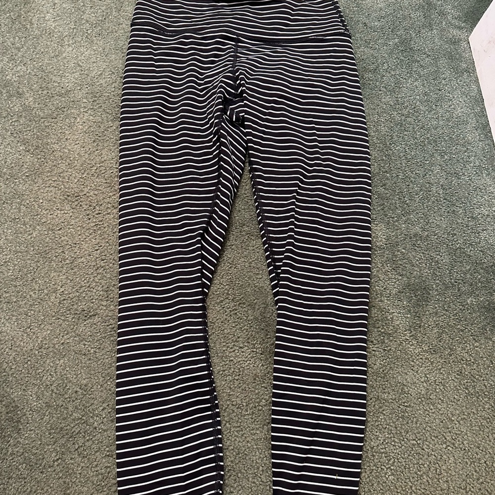 Lululemon black and white striped leggings